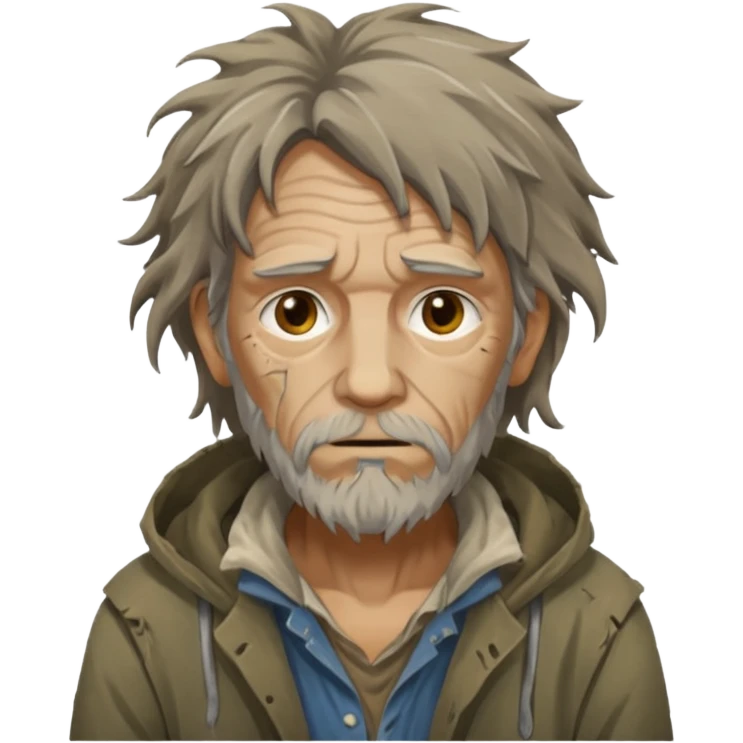 Tweaked homeless man emoji