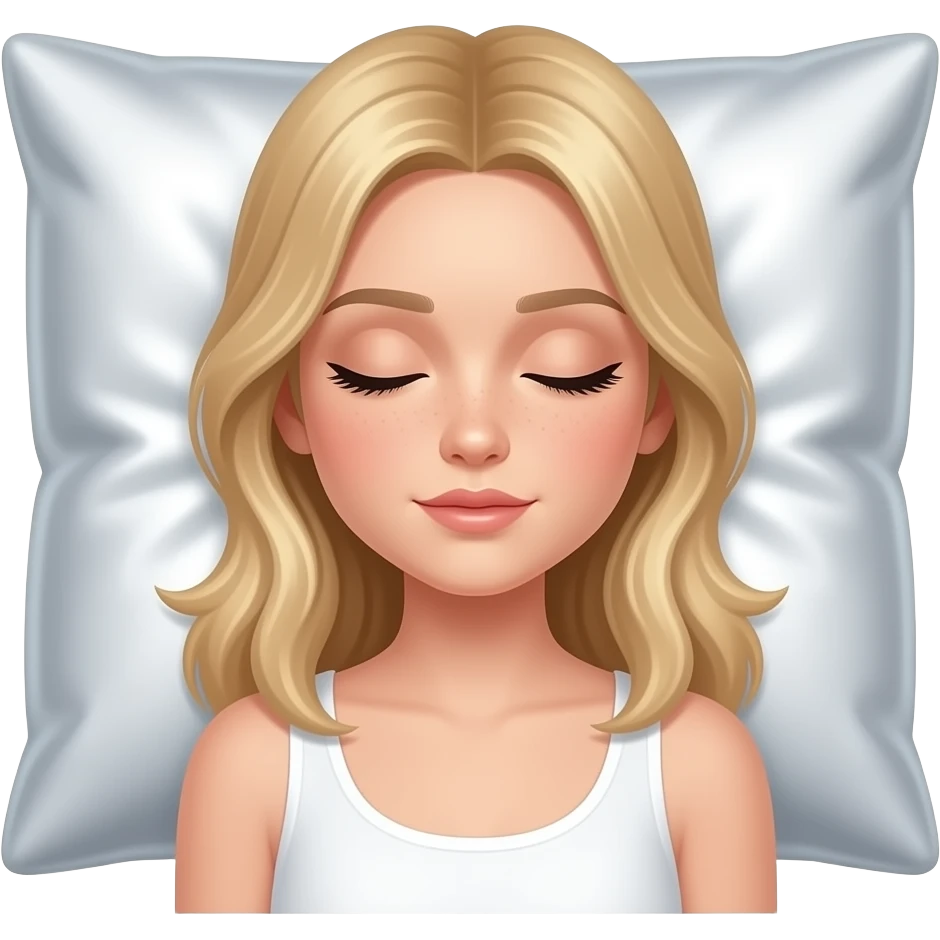 sleeping beauty blondie white girl with a silver silk pillow emoji