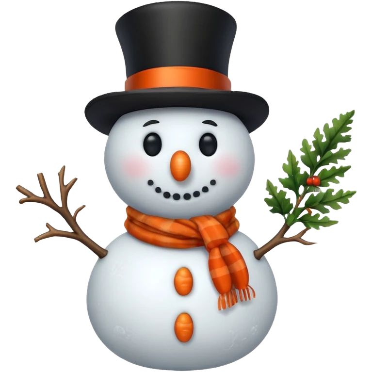 A classic snowman with carrot nose and coal smile. emoji