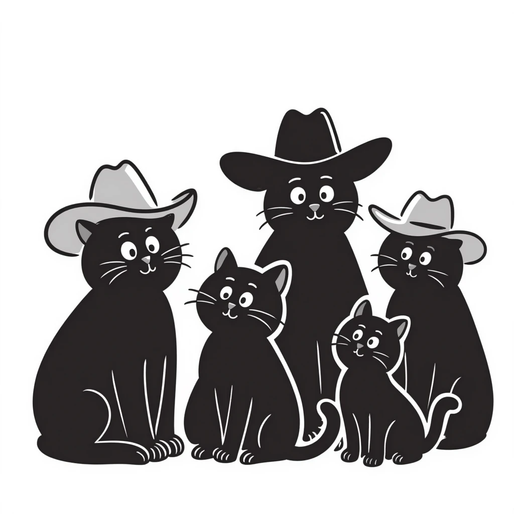 group of cats wearing cowboy hats emoji