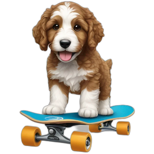 bernedoodle puppy on a skateboard emoji