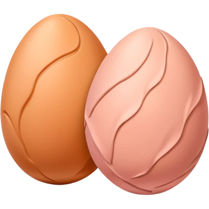 two skin tone peachy beige-pink egg shaped balls/spheres, both same size and same color, add a bumpy, loose, wrinkly skin texture with folds to both.  emoji