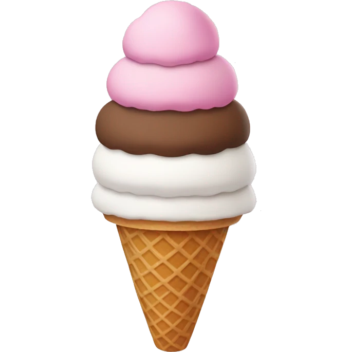 Pink, white, and brown ice cream cone emoji