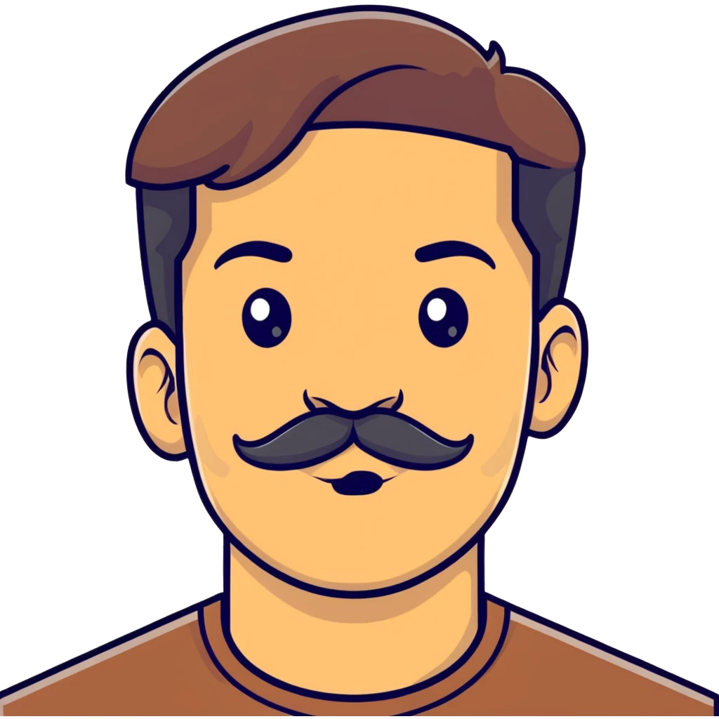 close-up of man face only with mustache, medium eyes, medium light skin tone, dark hair, no neck visible, just the face emoji