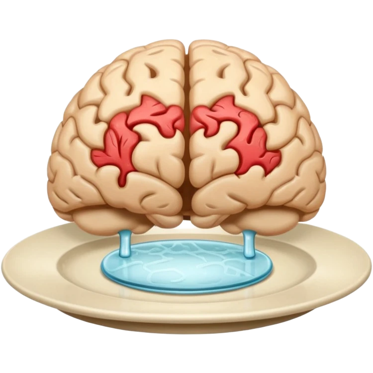 Brain on a plate next to head  emoji