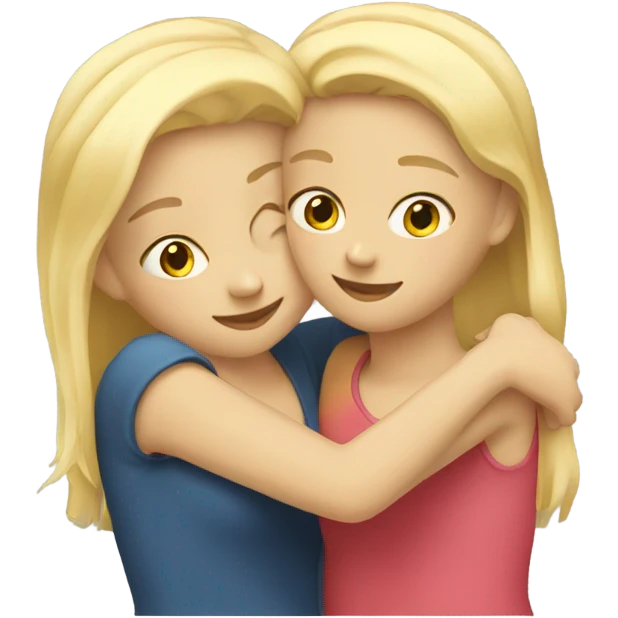 Two blond Girls hugging  emoji