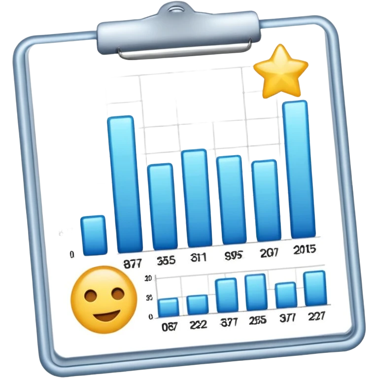 ios style emoji for report sheet consisting graph/ charts with sparkle around the report emoji