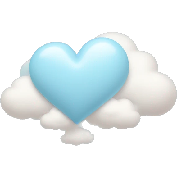 Pastel blue heart with clouds emoji