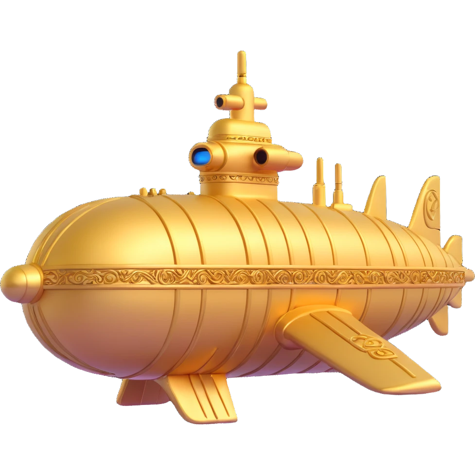 golden Anunnaki submarine, ornate details, underwater emoji