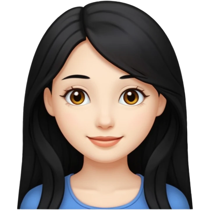 , emoji de una chica bonita cabello largo el cabello largo negro emoji