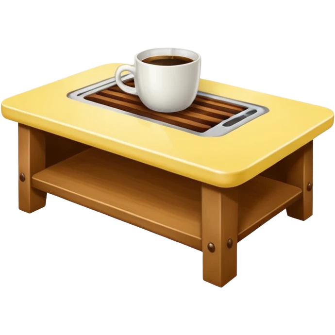 light yellow coffe table, coffee on top
 emoji