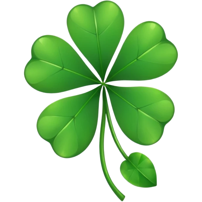 Lucky clover charm – green four-leaf clover. emoji