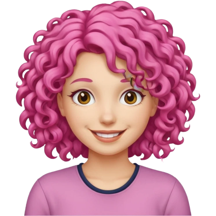 curly pink hair woman emoji