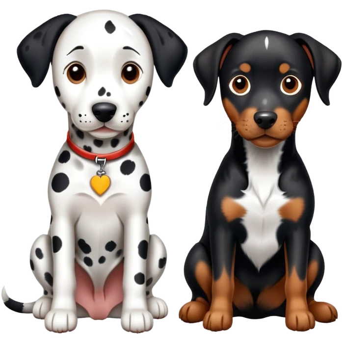 2 adults dogs : 1 Dalmatian + 1 dobermann emoji