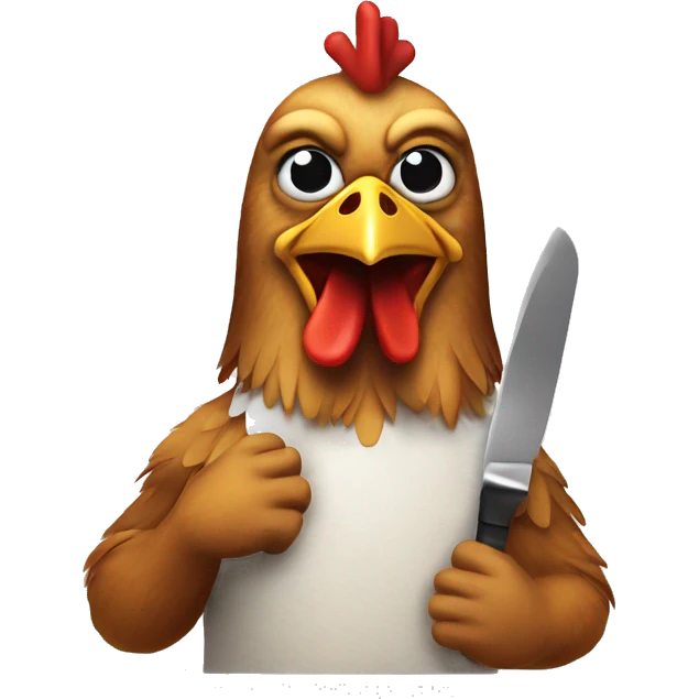 A chicken holding a knife emoji