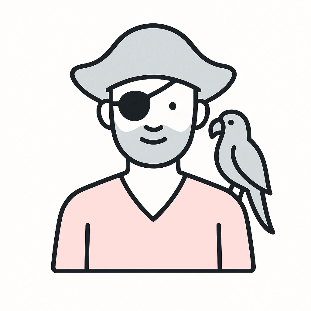pirate with eye patch and parrot emoji