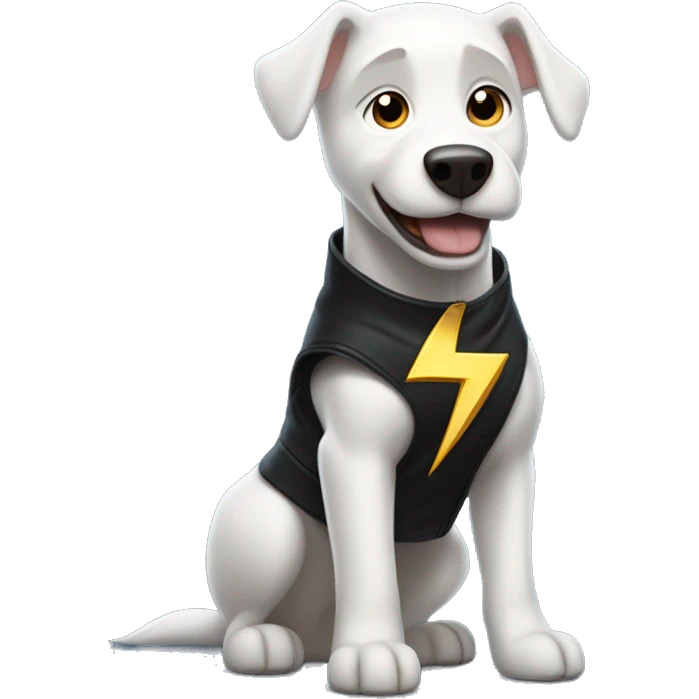Bolt, Disney's iconic white dog with a black lightning bolt on the side of his coat and with super powers emoji
