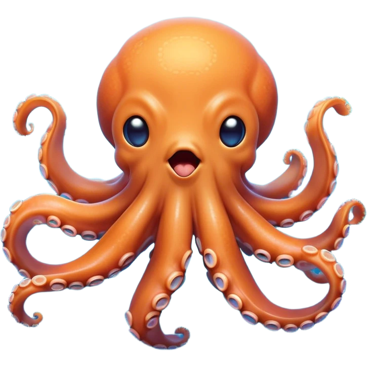 Cinematic Cute Yawning Octopus Portrait Emoji, Head tilted slightly with a dramatic, wide-open yawn, showcasing a plump, light orange body decorated with delicate blue rings and loosely draped arms with sleepy, half-closed eyes, Simplified yet irresistibly adorable features, highly detailed, glowing with a soft, cozy underwater glow, high shine, relaxed yet expressive, stylized with a hint of whimsical aquatic charm, soft glowing outline, capturing the essence of a drowsy yet affectionate octopus that appears ready to stretch and yawn its way out of the screen! emoji