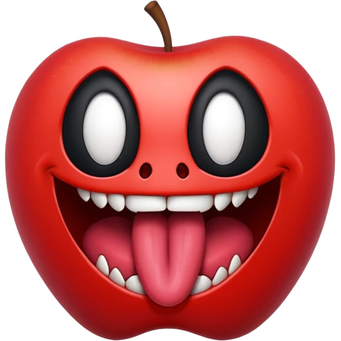 Venom symbiote apple style emoji, tongue extended, mischievous expression emoji