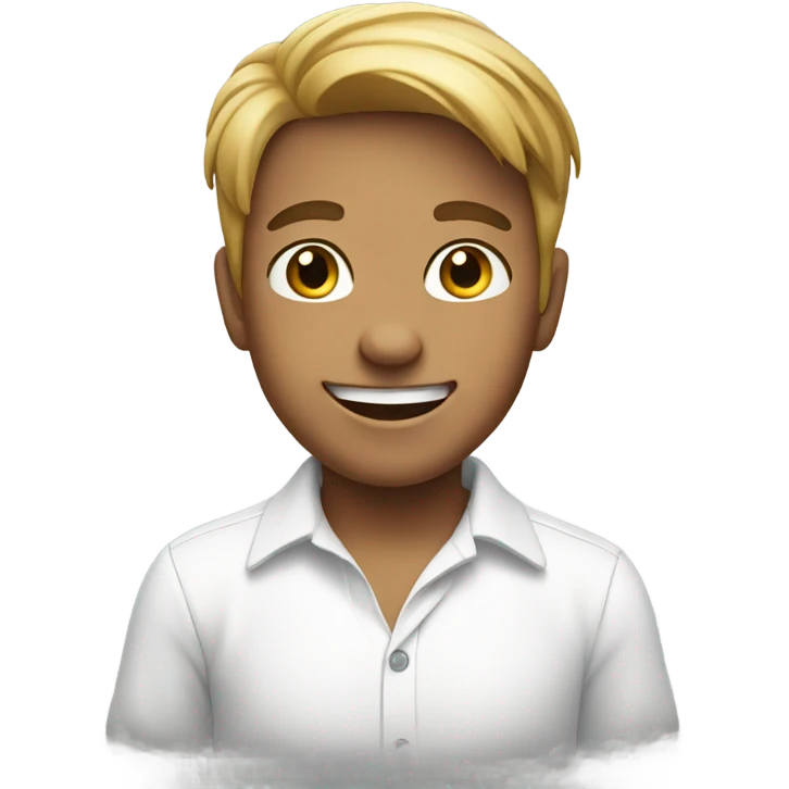smiling boy in white shirt emoji