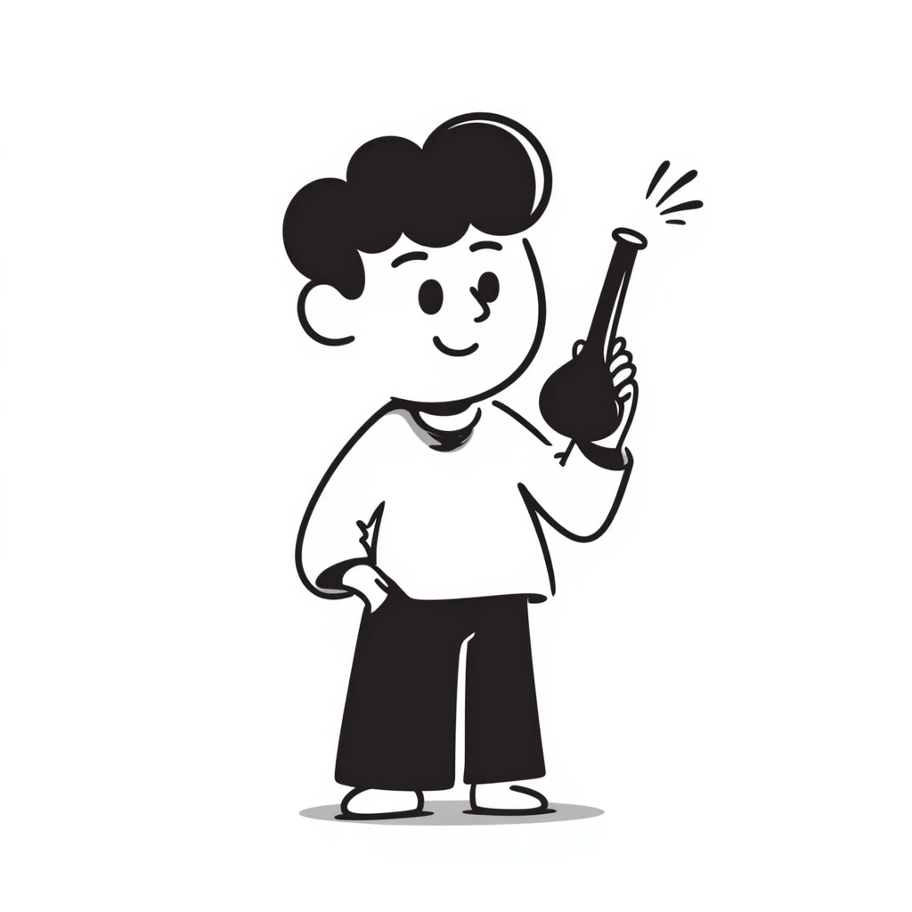 cute hand-drawn poop character holding a small bong emoji