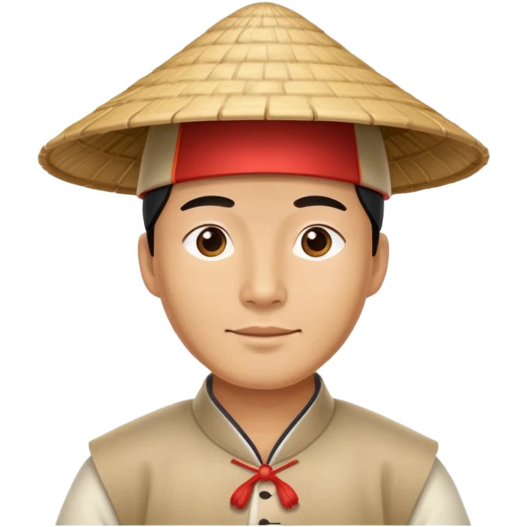 man with Chinese cap, traditional Asian conical hat emoji