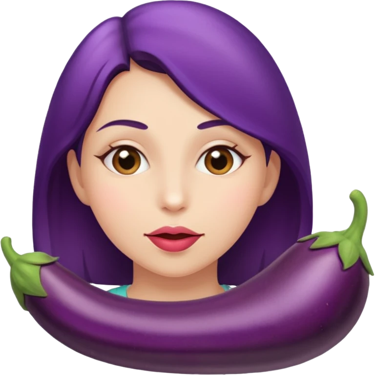 Naked woman sucking eggplant  emoji