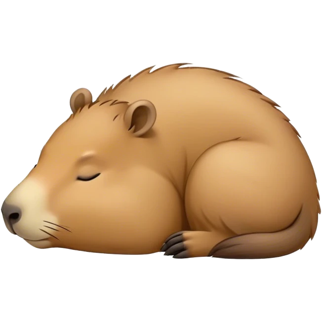 Meme-Worthy cute Sleeping Capybara Portrait Emoji, Head resting peacefully with a contented smile, showcasing luxuriously soft, fluffy fur and eyes gently closed in serene slumber, Simplified yet hilariously adorable features, highly detailed, glowing with a soft, drowsy natural light, high shine, relaxed and utterly lovable, stylized with an air of playful laziness, bright and heartwarming, soft glowing outline, capturing the essence of a sleeping capybara that feels destined to become the next viral sensation of adorable rest! emoji