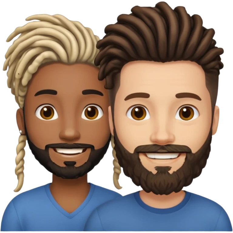 Couple emoji -WHITE with man with beard, BLACK FEMALEwith mid length locs emoji