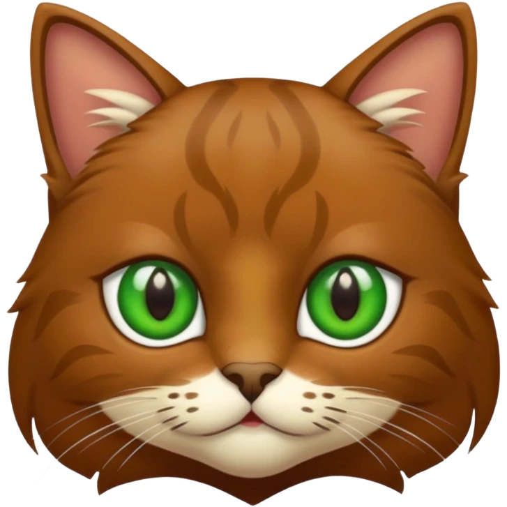 eine braune flauschige niedliche katze mit grünen augen die augen sollen nicht leuchten sondern matt sein  emoji