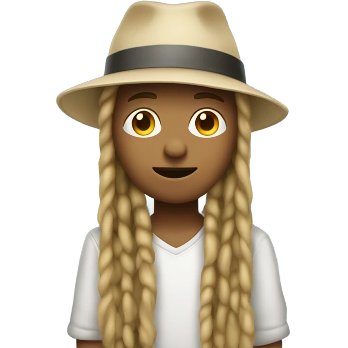 boy in hat by blinds with long blonde dreadlocks emoji