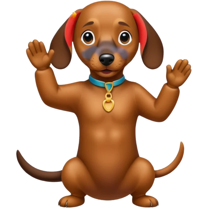 Create a dachshund doing a dab move emoji