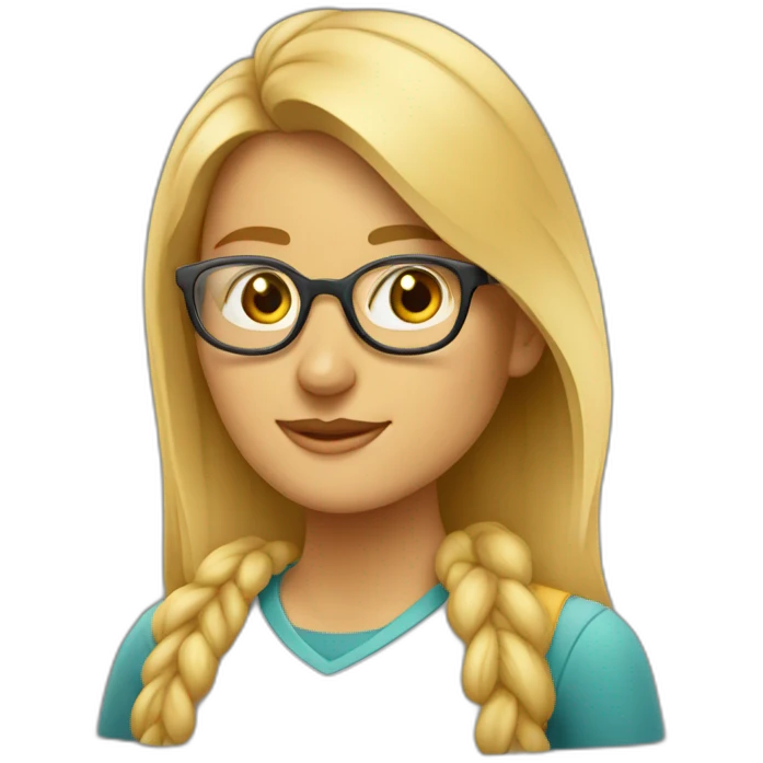 Mujer estudiante mediana edad rubia y con gafas emoji