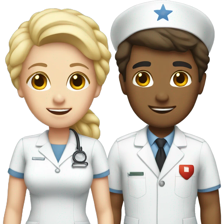 blonde nurse and brunette pilot couple  emoji