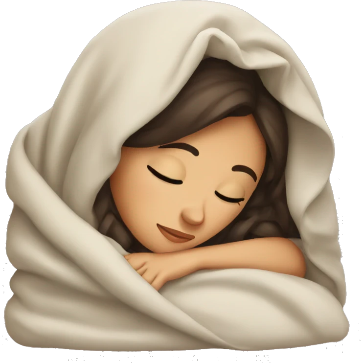 Pretty brunette sleeping under a blanket emoji