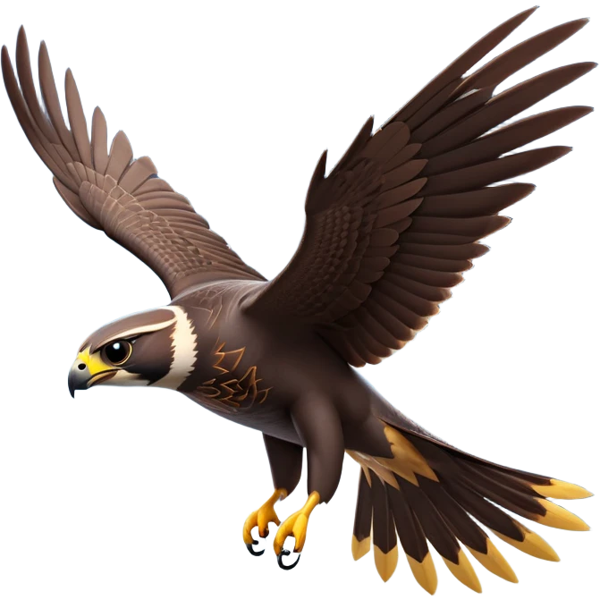 cinematic-peragrin falcon-realistic-full-body-diving-emoji,-sleek-aerodynamic-frame-plummeting-through-the-air-with-lightning-speed,-razor-sharp-talons-poised-for-the-strike,-feathered-wings-angled-for-maximum-precision,-keen-dark-eyes-locked-onto-its prey emoji