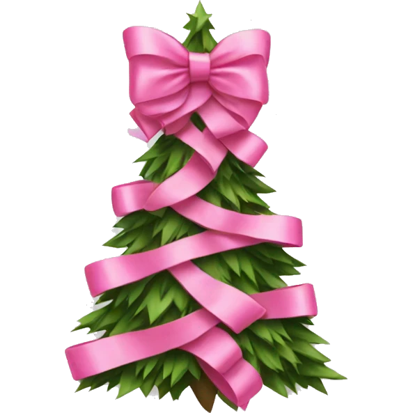 Pink bow cut Christmas tree emoji