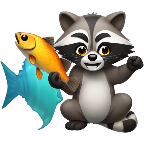 racoon eating fish emoji