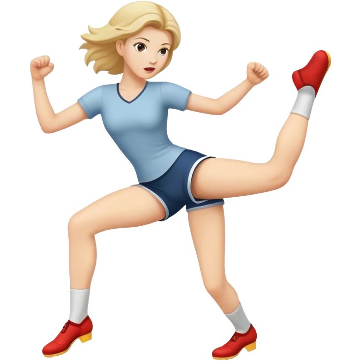 White women kick with her leg emoji
