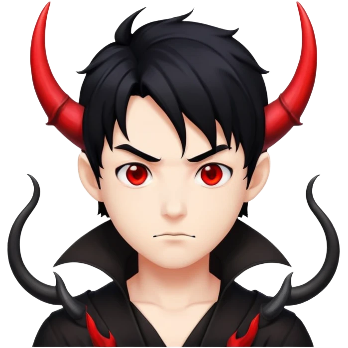Cool anime devil boy with black hair and horns emoji