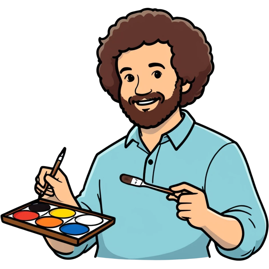 BOB ROSS HOLDING A PAINT PALETTE emoji