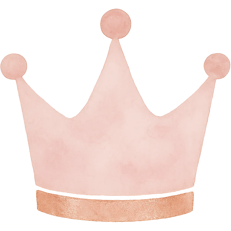 rose gold crown, metallic, soft pink, minimal background emoji