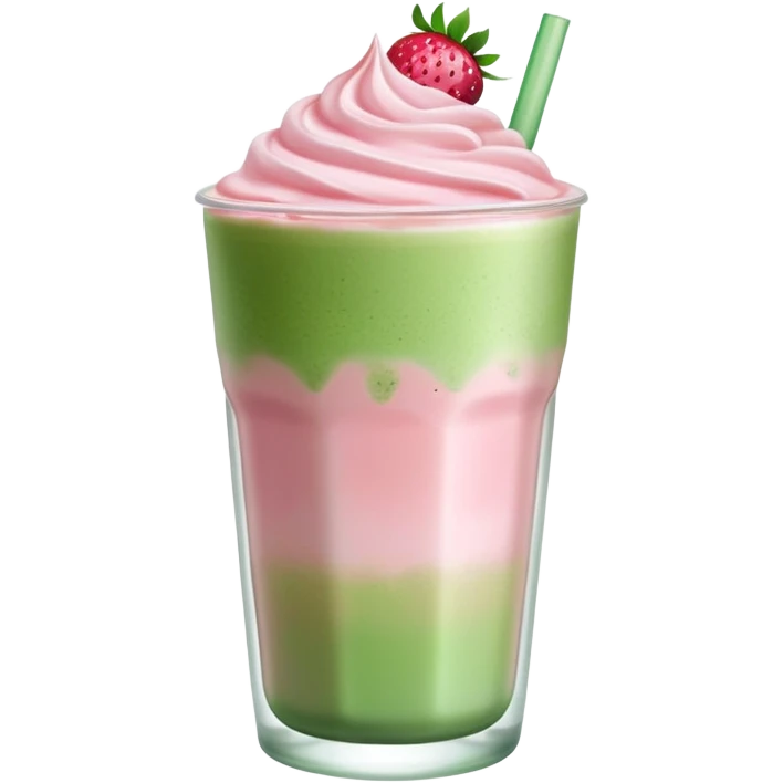 Strawberry iced matcha latte emoji