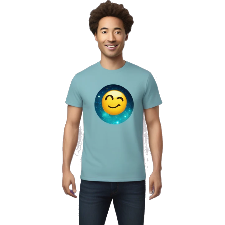 Person wearing T shirt with nebulas galaxies and constellations t shirt emoji