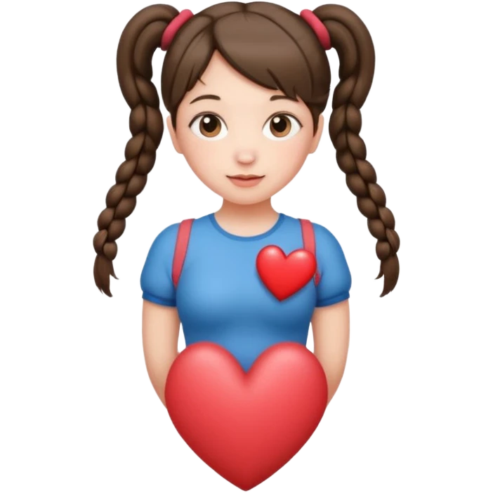 Her hair is in pigtails and her pubic hair is shaped like a heart.  She has wide hips emoji
