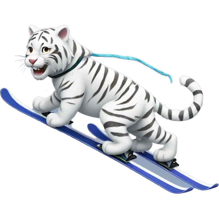 snow tiger riding ski emoji