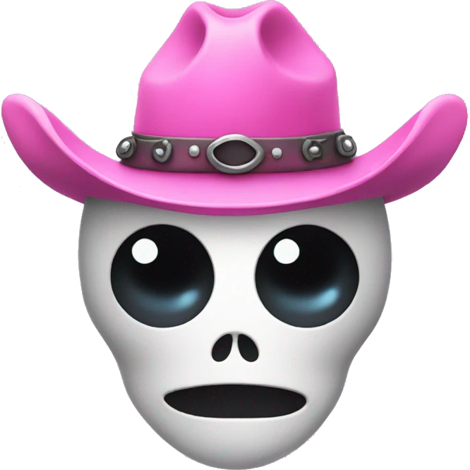 Ghost wearing pink cowboy hat with a black heart emoji