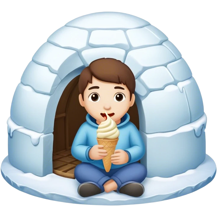 Eating ice cream in an igloo emoji