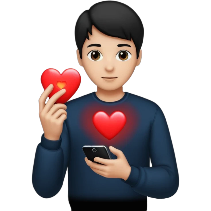 person silhouette holding a phone with a heart emoji