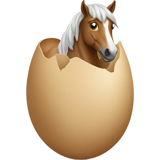horse sitting on a large beige egg emoji